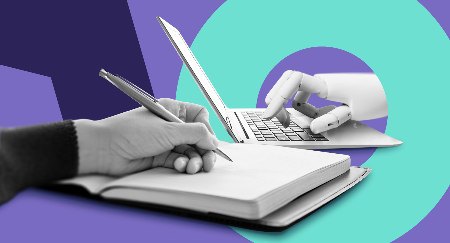 Professional writing an email on a laptop